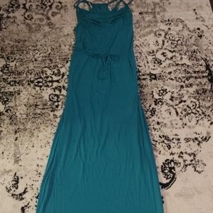 Maternity/breast feeding friendly teal maxi dress